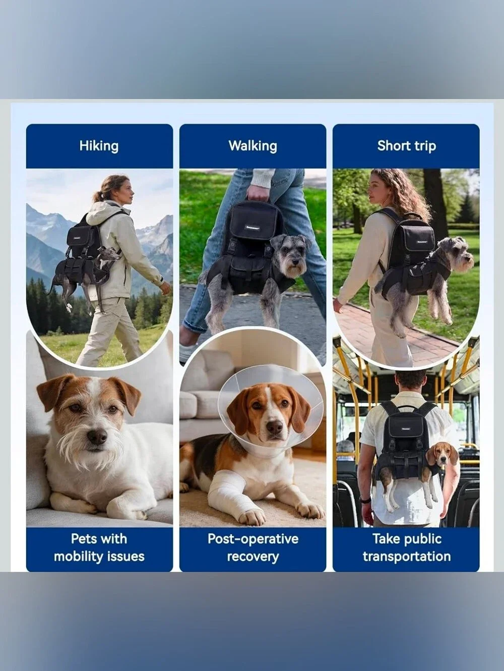Dog Backpack, 3 Use Ways Spine-Friendly Dog Carriers for Small Medium Dogs, Legs